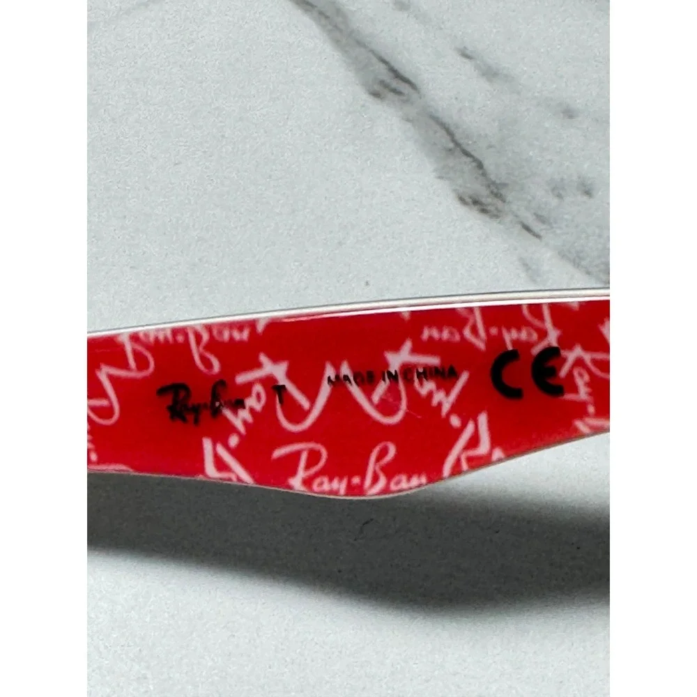 Ray-Ban RB 5206 2479 Black Red Logo Rectangular Eyeglasses Frame 52-18-140 AS IS